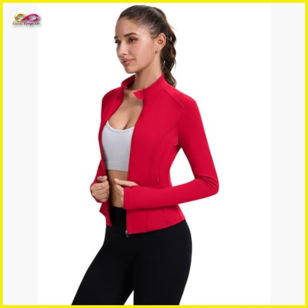 Cropped Athletic Jacket Full Zip Lightweight Slim… - image 3